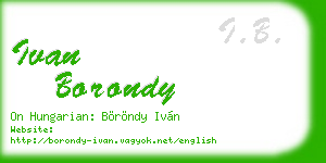 ivan borondy business card